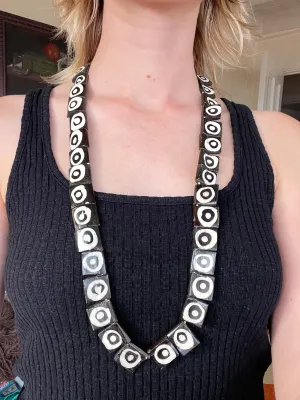 African Beaded Necklace with Bullseye Beads