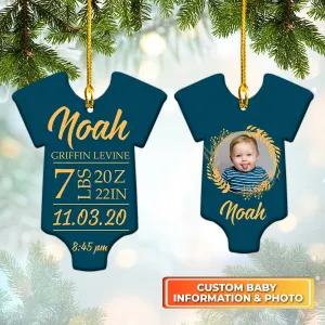 Baby First Christmas Ornament Custom appearance - Personalized Custom Ceramic Ornament For Family
