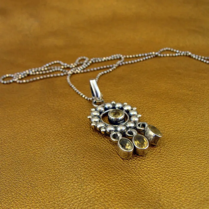 Citrine Pendant 925 Sterling Silver Handmade Charming Hadar Designers  (H) SALE