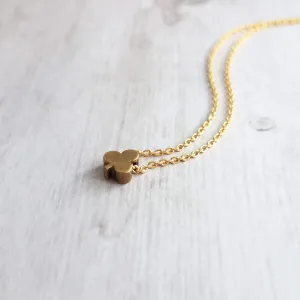 Clover Necklace, shamrock necklace, delicate gold chain, tiny clover charm, small brass clover necklace, good luck necklace, Irish necklace