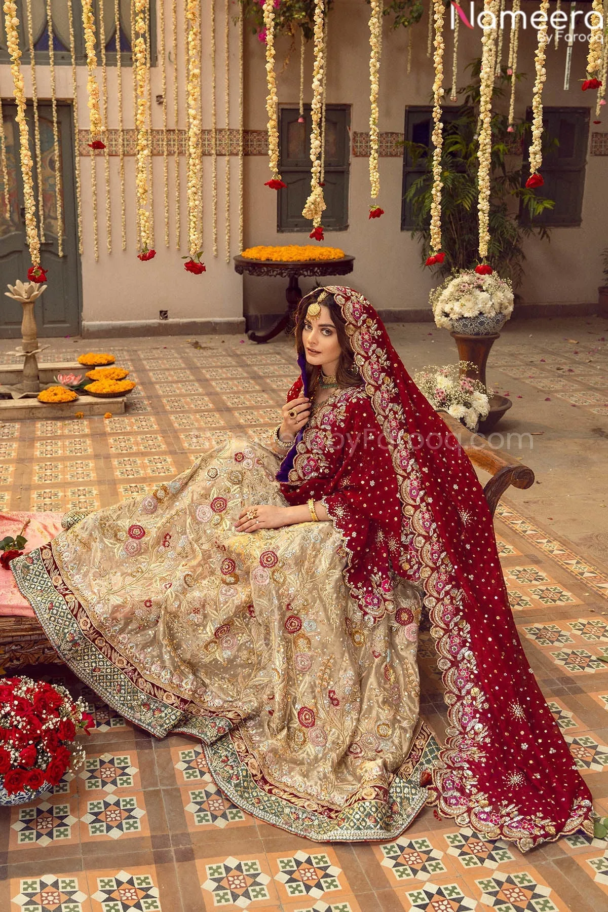 Designer Bridal Lehenga in Red Choli for Barat #BN782