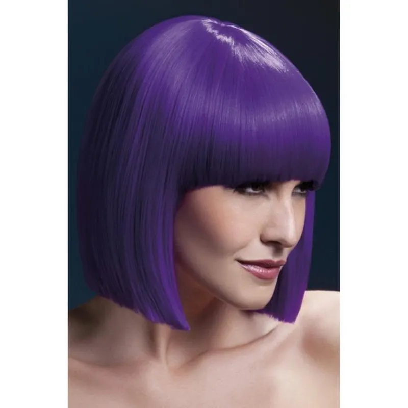 Fever Lola Wig - Purple, Blunt Cut Bob with Fringe