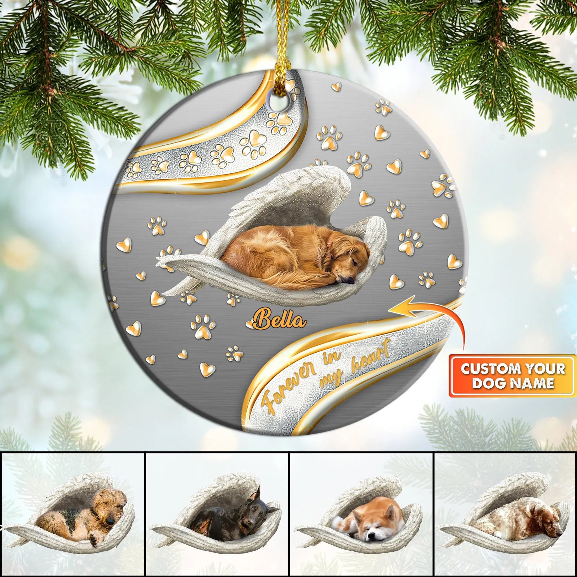Forever In My Heart Personalized Circle Ornament Dog Custom Shaped Ornament 3