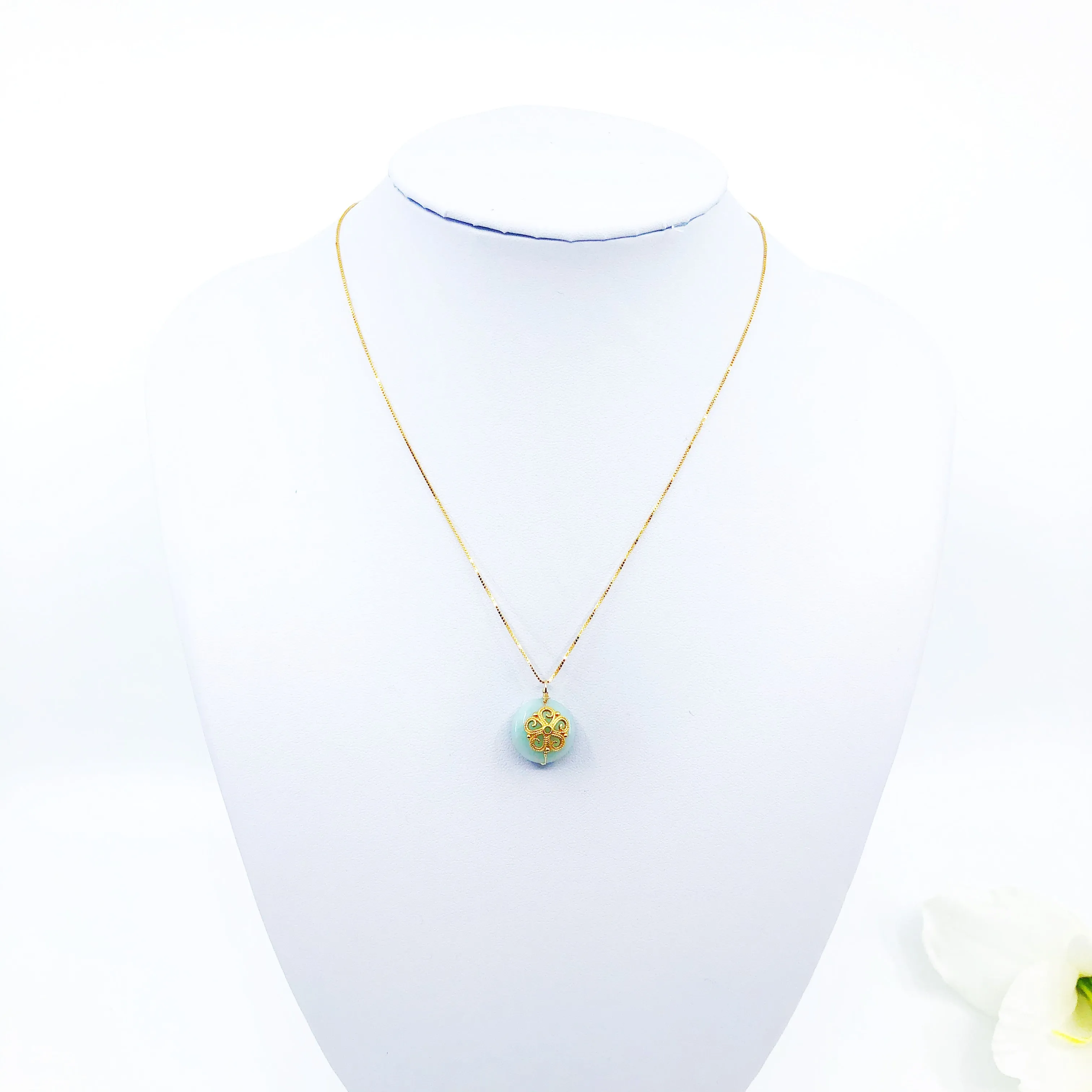 Gold Amazonite Floral Necklace