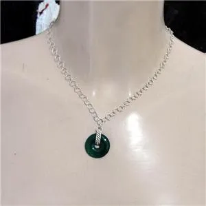 Hadar Designers Filigree Art 925 Sterling Silver Green Agate Pendent (H) SALE