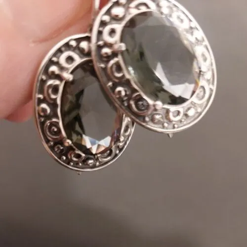 Hadar Designers Smoky Earrings 925 Sterling Silver Handmade ()LAST
