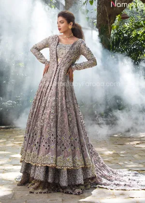 Heavy Silver Bridal Lehenga Gown Wedding Attire #BN879
