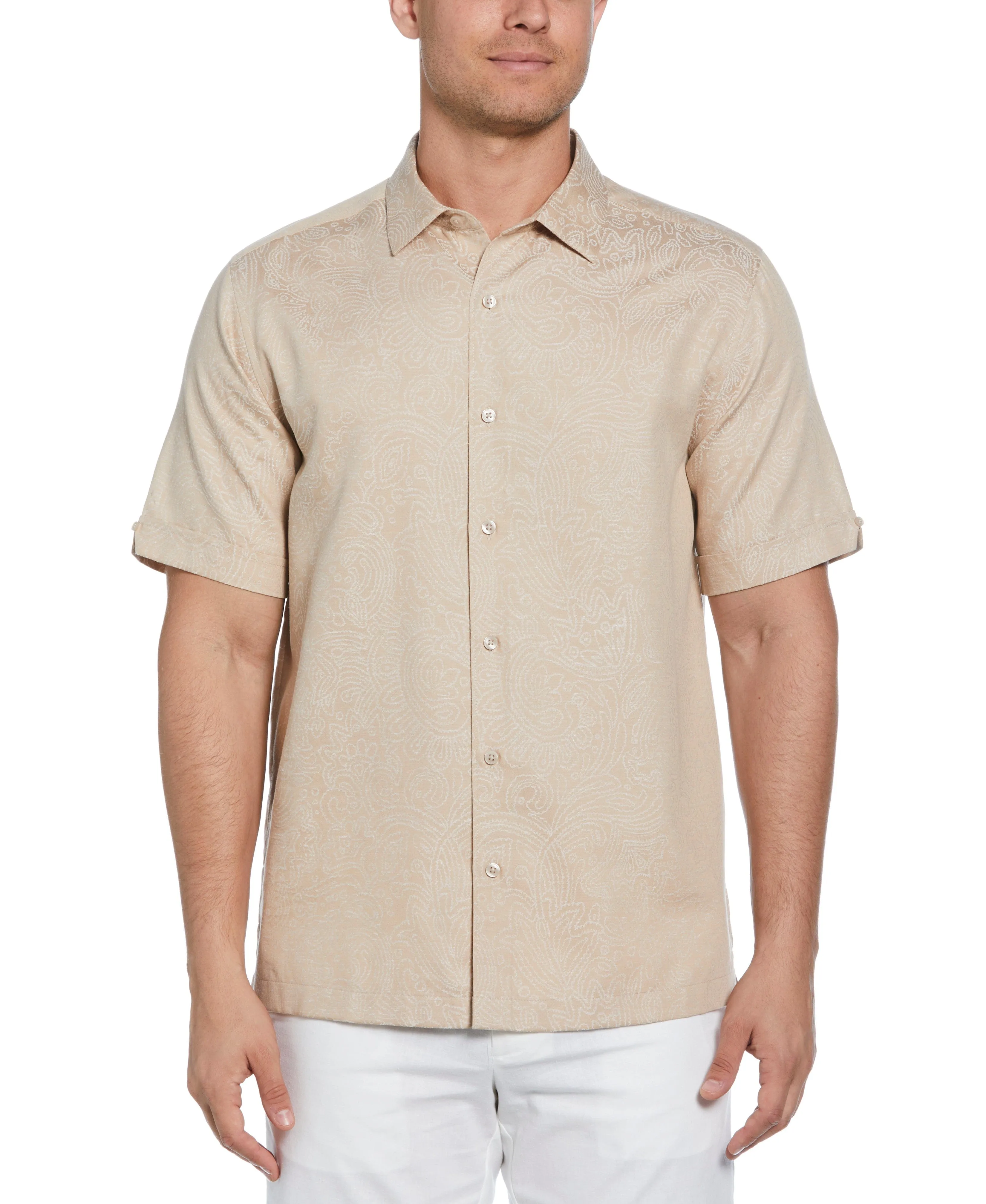 Jacquard Abstract Floral Paisley Print Shirt