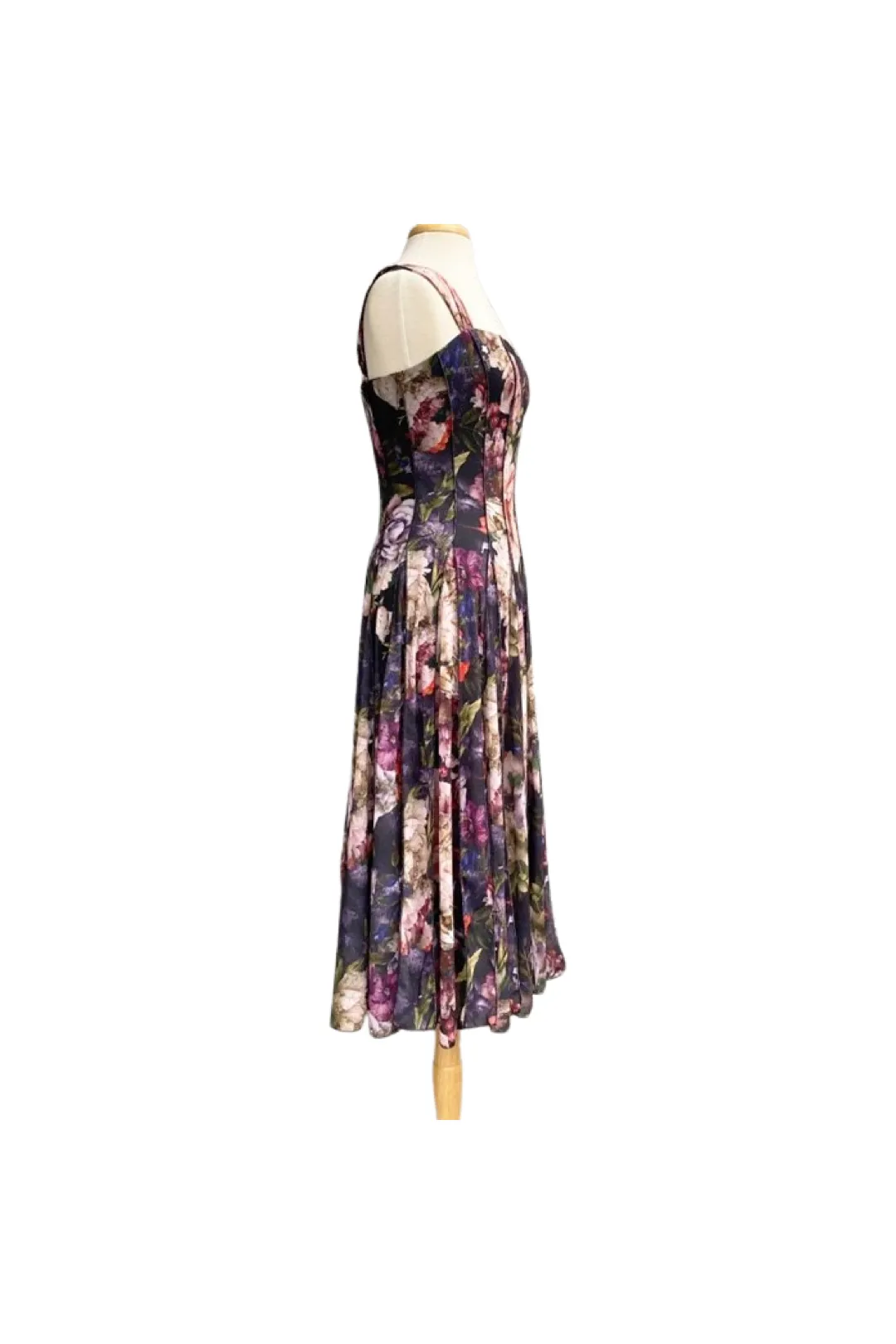 MARGUERITE Sleeveless Mid Calf Fit N Flare Mesh Dress