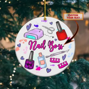 Nail Boss Personalized Circle Ornament Nail Technician Ornament Manicurist Gift