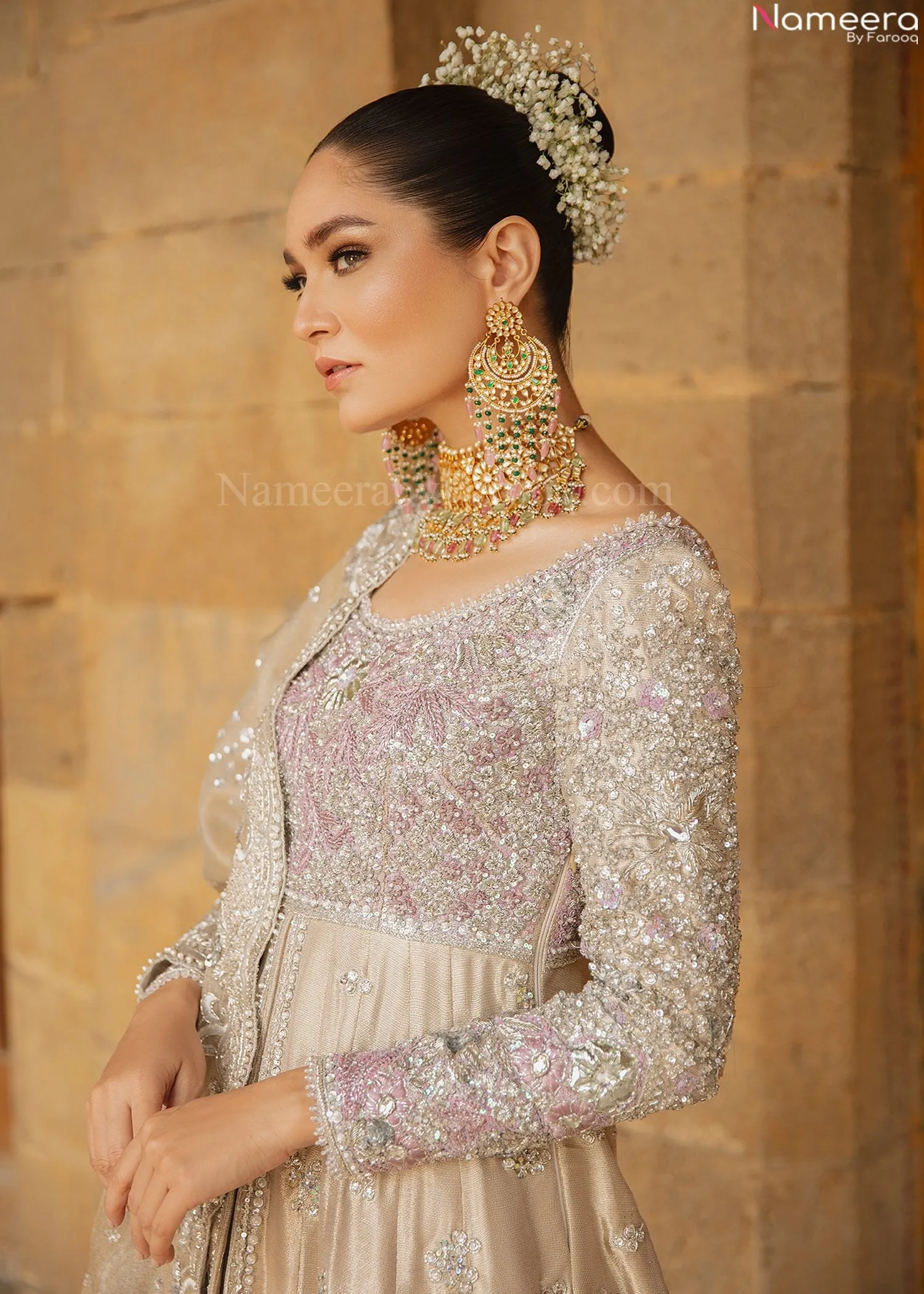 Pakistani Embellished Silk Lehenga Bridal Dress #BN962