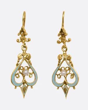 Pearl Heart Drop Earrings