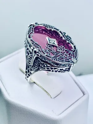 Petal Pink Camphor Glass Ring, Size 5, Oval Stained-Glass with inset, Looking Glass #D594 - Ready to Ship