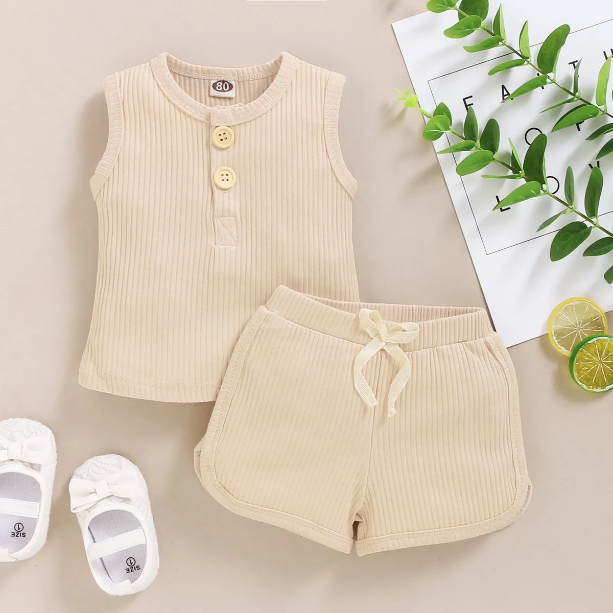 Sleeveless Cotton Vest Top and Shorts