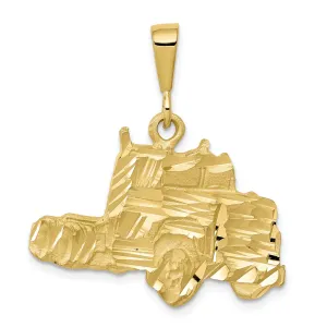 Solid 10k Yellow Gold Semi Truck Charm Pendant