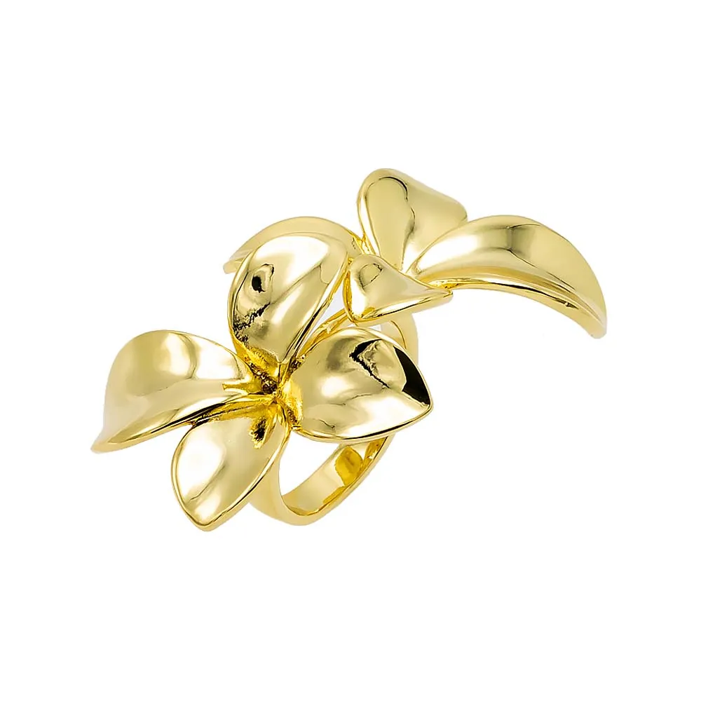 Solid Double Flower Claw Ring