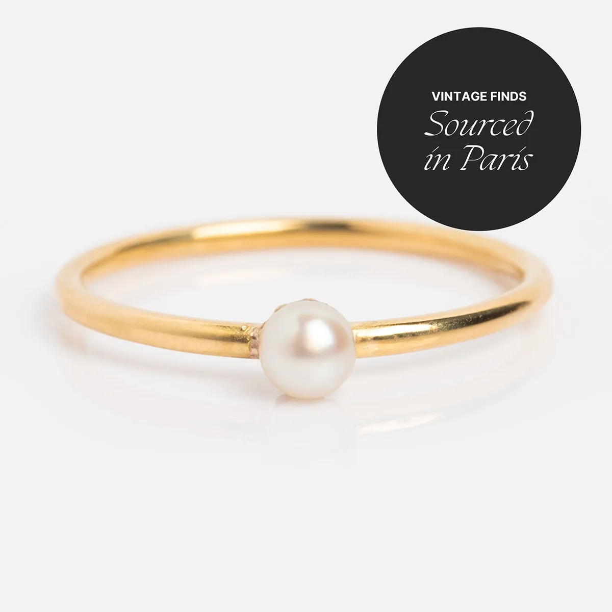 Vintage 18k Delicate Pearl Stacking Ring Size 7.25