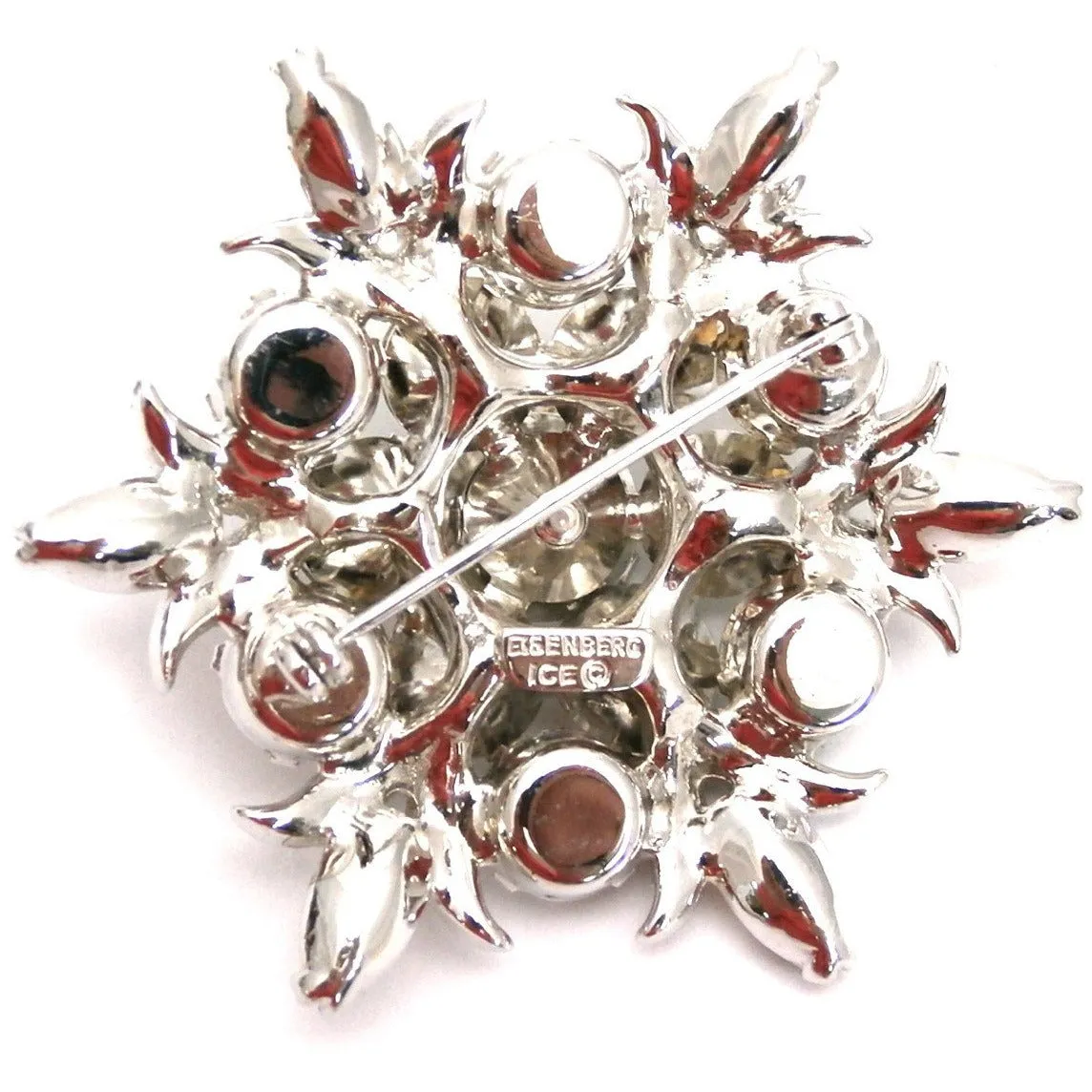 Vintage EISENBERG ICE Signed Silvertone Rhinestone Exquisite Detail Pin Brooch
