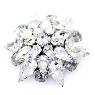 Vintage Prong-Set Rhinestone Dome Brooch 1940S