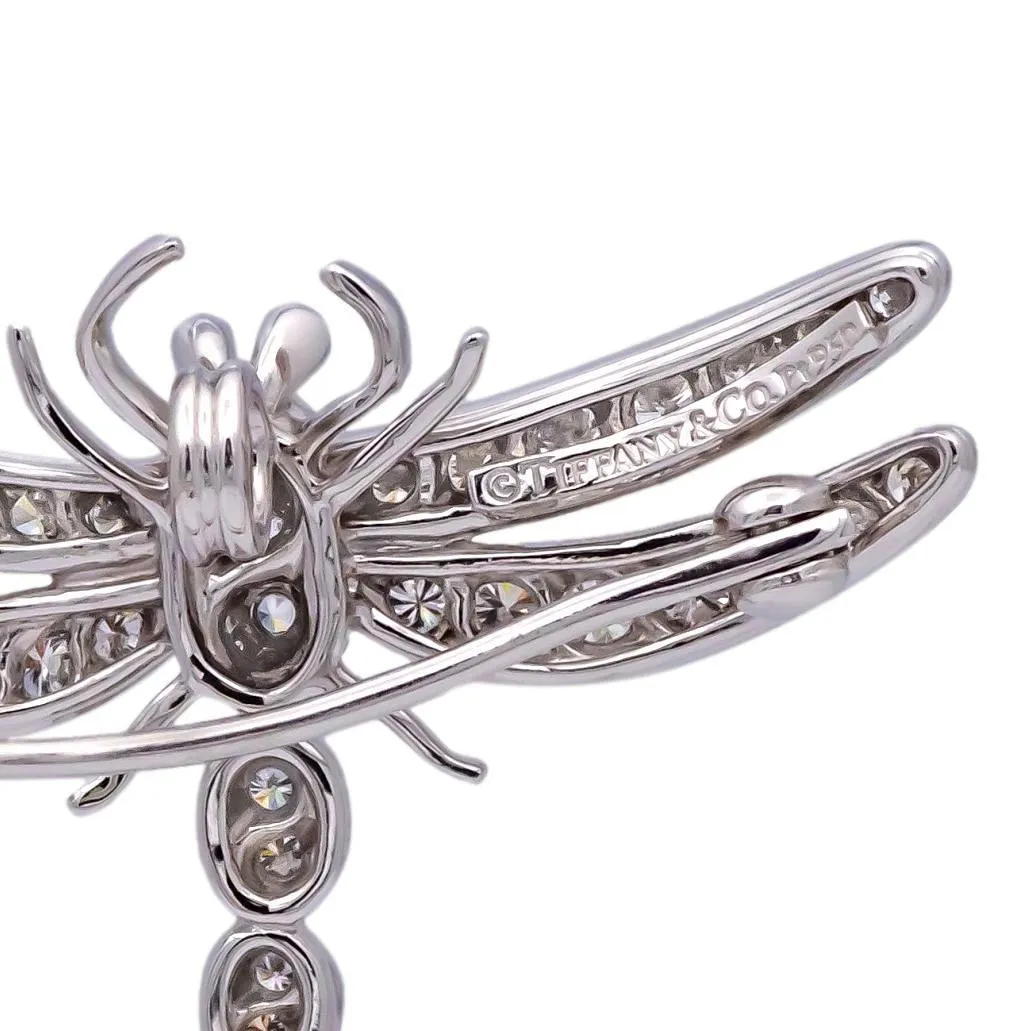 Vintage Tiffany & Co. Platinum Dragonfly Diamond Sapphire Brooch Pendant 1990's